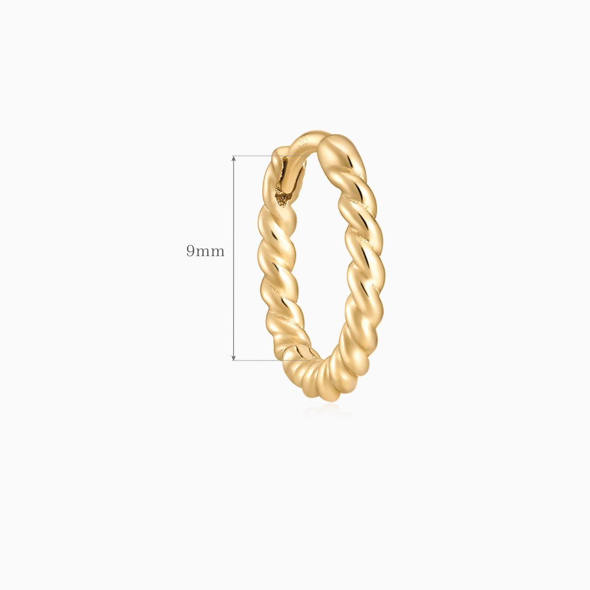 14K Solid Yellow Gold 9mm Twisted Rope Hoop