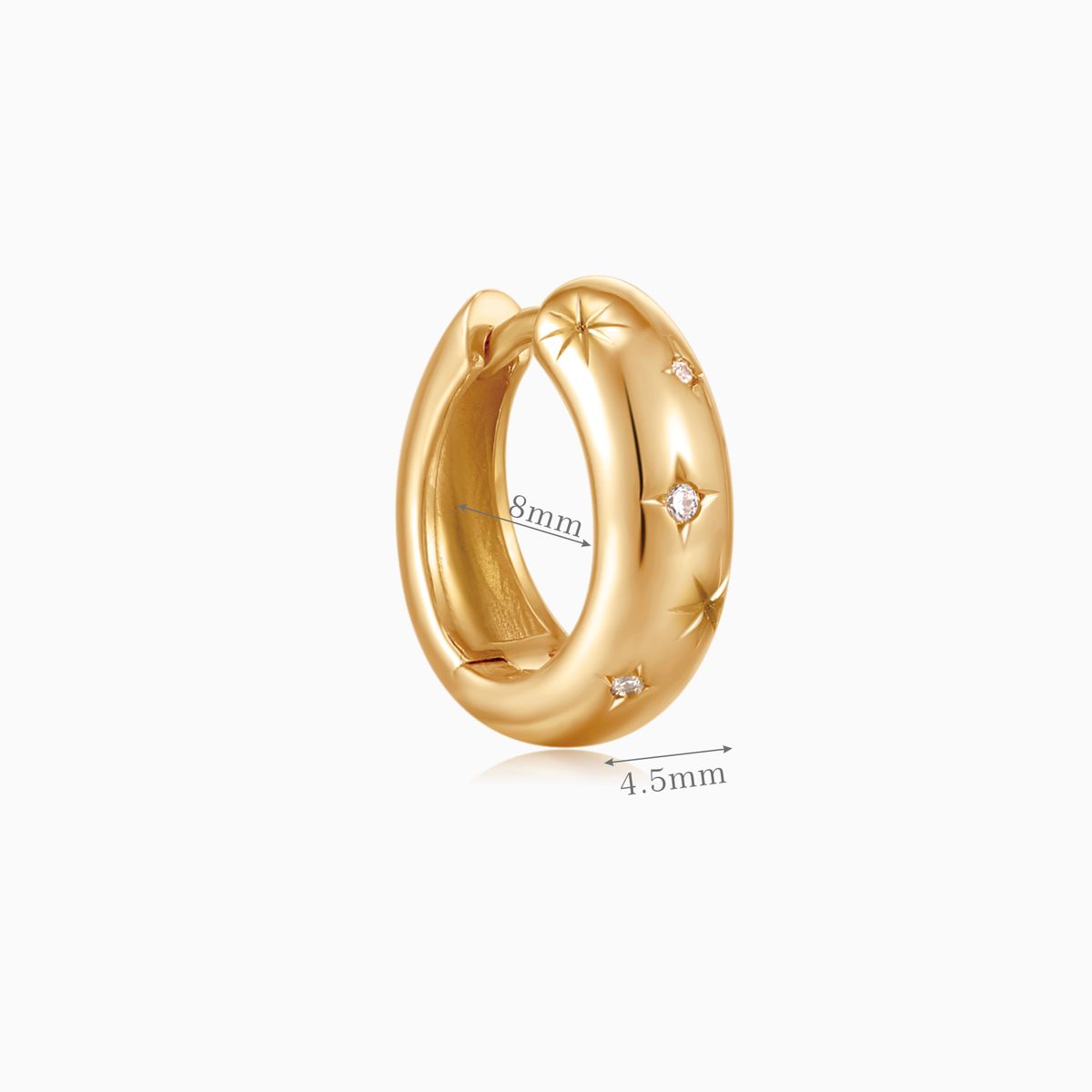 14K Yellow Gold Starry Dome Clicker Hoop