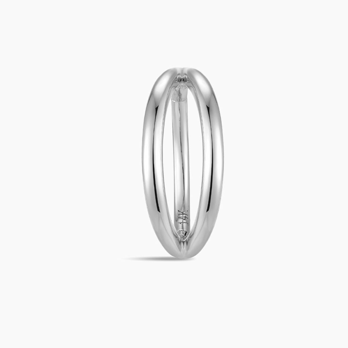 14K Solid White Gold · Double Hoop Clicker