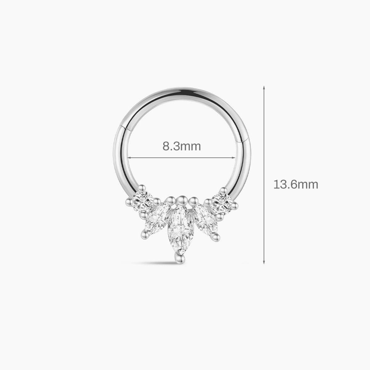 14K White Gold Marquise Cluster Clicker
