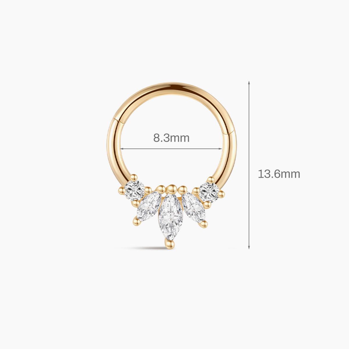 14K Yellow Gold Marquise Cluster Clicker