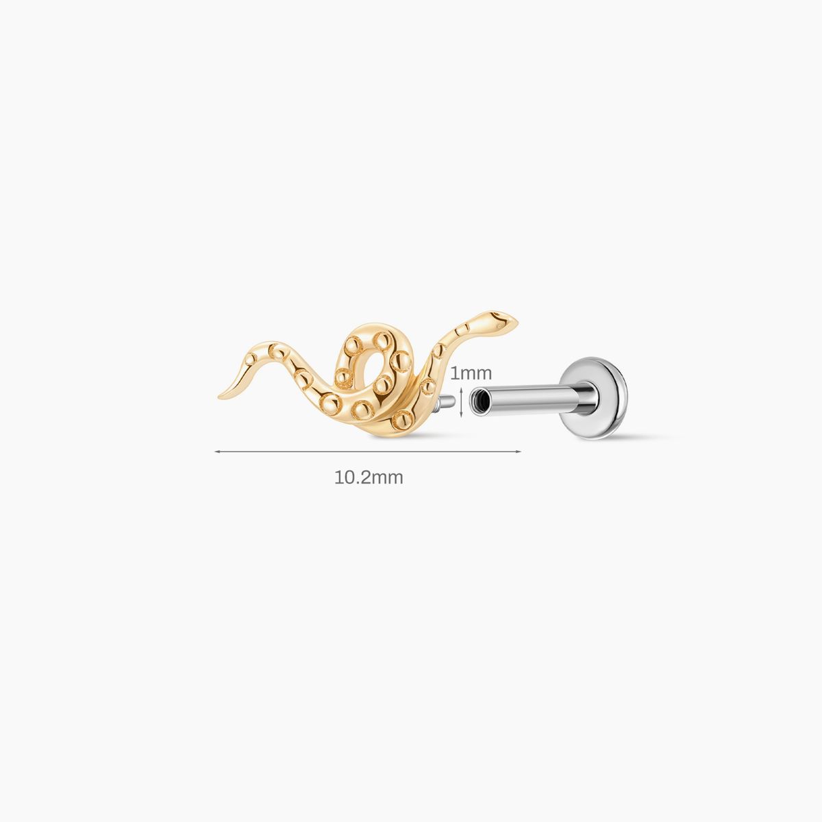 14K Yellow Gold Serpent Flat-Back Stud