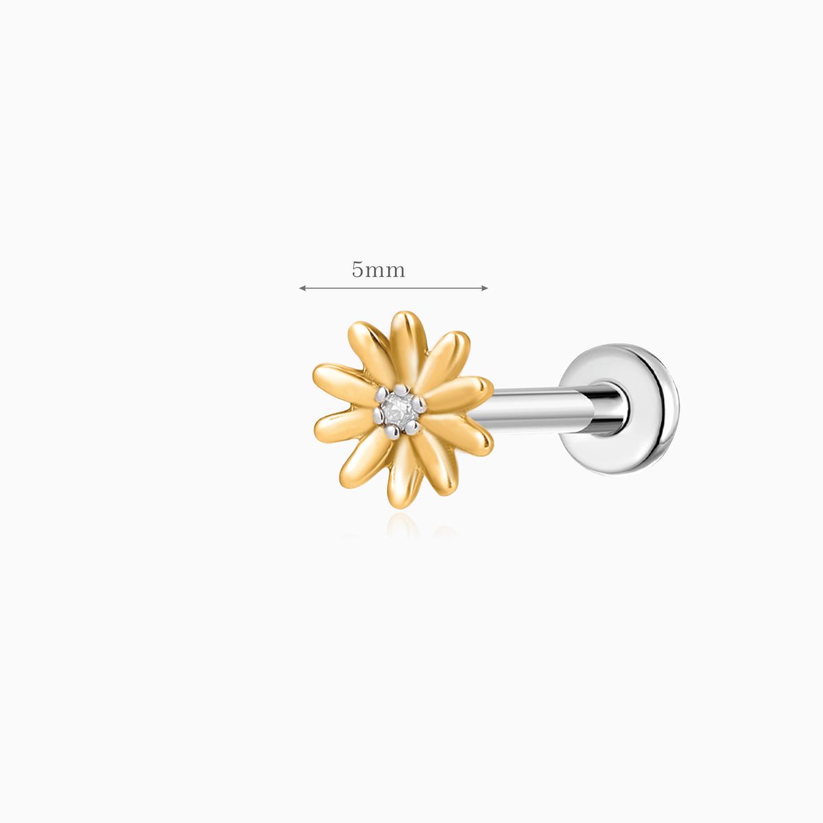 14K Solid Yellow Gold Daisy Flower Cartilage Flat Back Stud