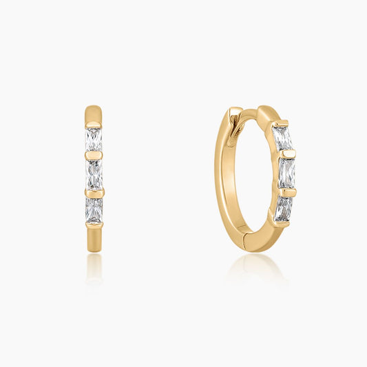 14K Yellow Gold Baguette Cut Clicker Hoop