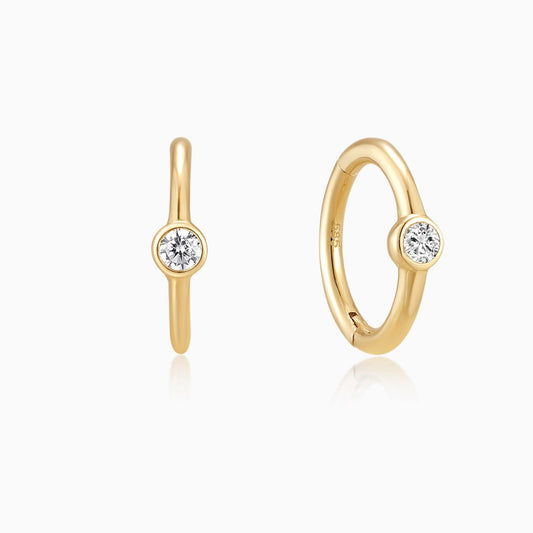 14K Solid Yellow Gold 8mm Bezel Round Clicker Hoop