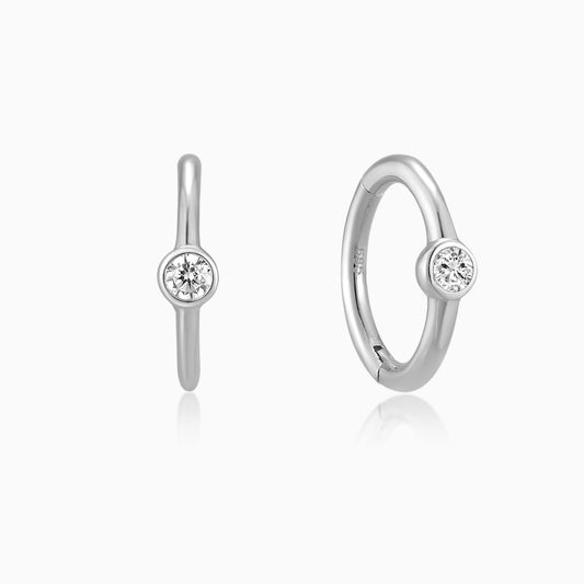 14K Solid White Gold 8mm Bezel Round Clicker Hoop