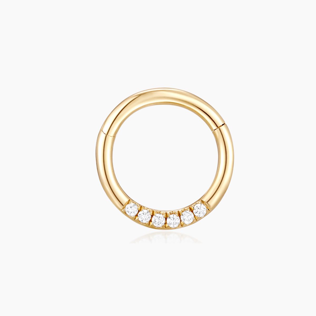 14K Solid Yellow Gold 8mm Round Pavé Clicker