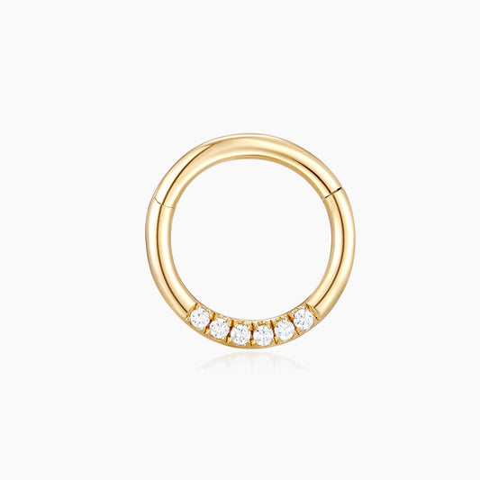 14K Solid Yellow Gold 8mm Round Pavé Clicker