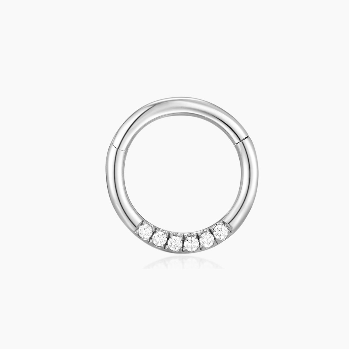 14K Solid White Gold 8mm Round Pavé Clicker