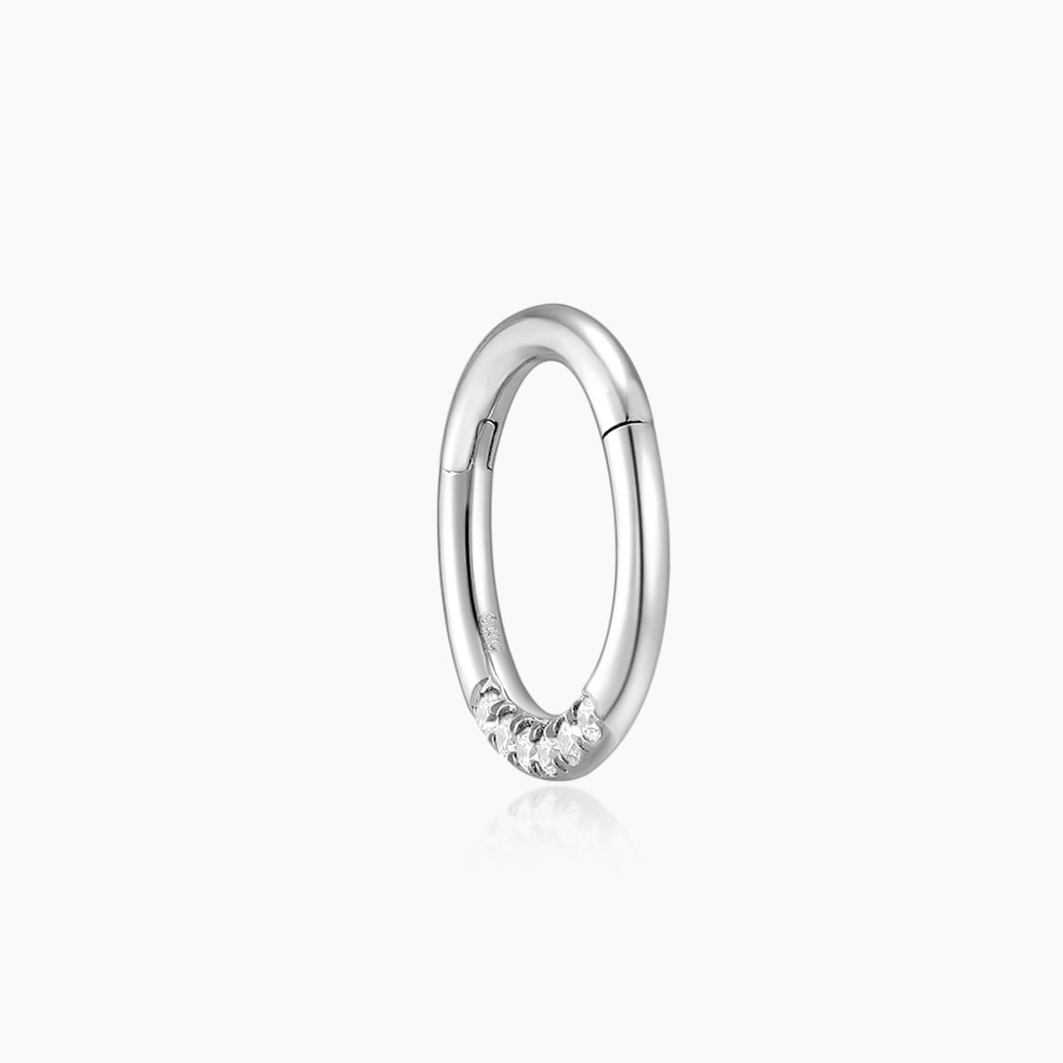 14K Solid White Gold 8mm Round Pavé Clicker