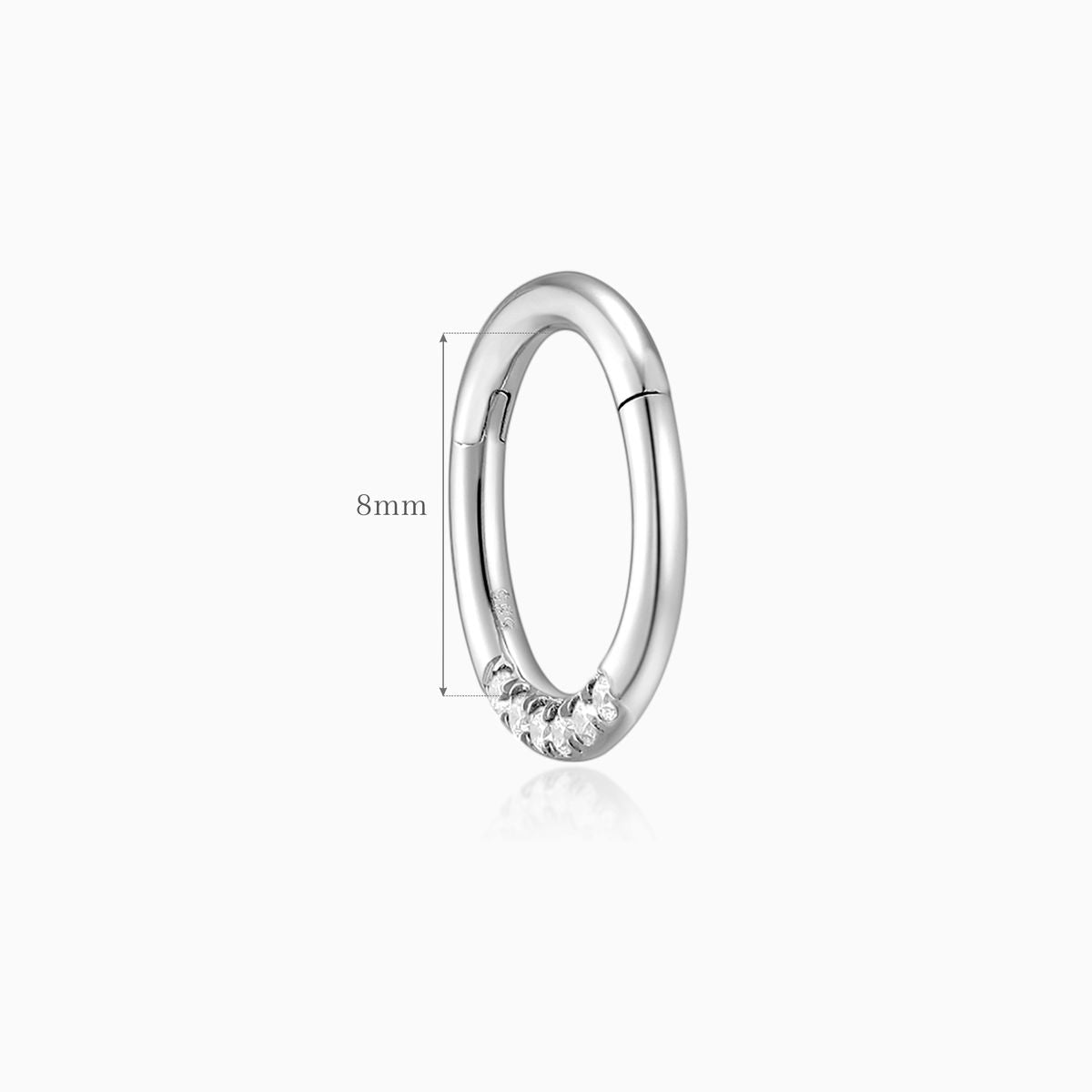 14K Solid White Gold 8mm Round Pavé Clicker