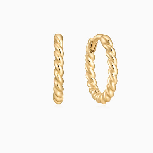 14K Solid Yellow Gold 9mm Twisted Rope Hoop