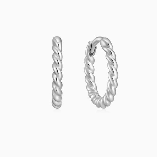 14K Solid White Gold 9mm Twisted Rope Hoop
