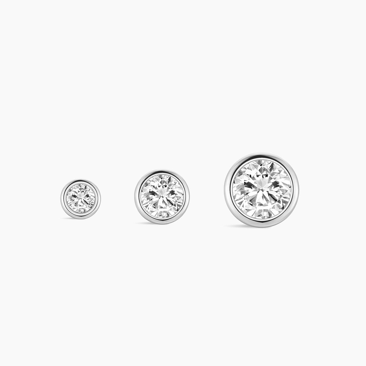 14K Solid White Gold Bezel Stud – Flatback Piercing