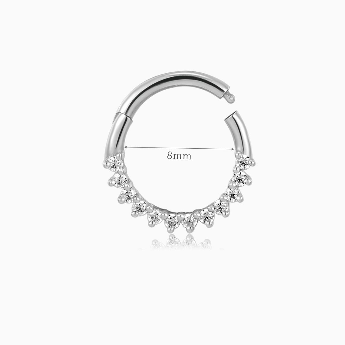 14 Karat Weißgold Crown Pavé Clicker Creolen