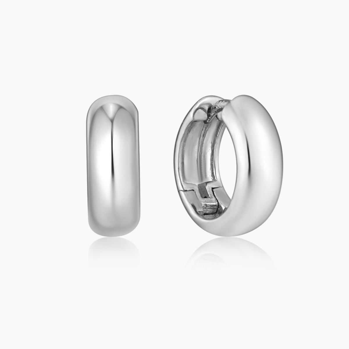 Mini-Ohrringe aus massivem 14-karätigem Weißgold mit Kuppelform