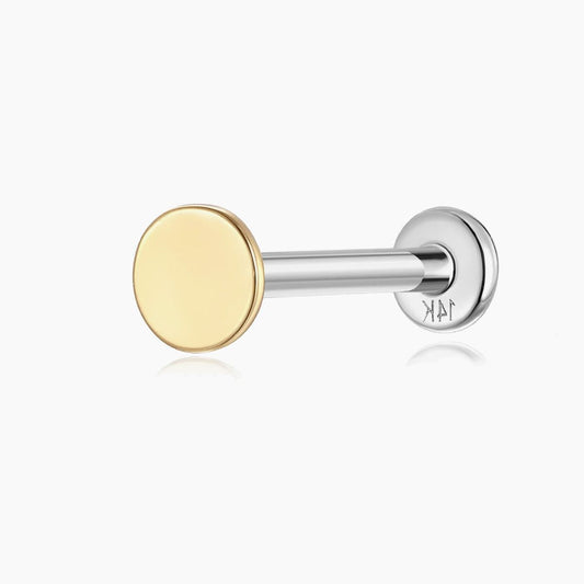 14K Solid Yellow Gold Flat Disc Stud Flat Back Piercing