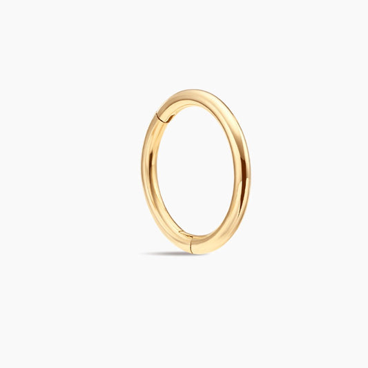 14K Yellow Gold Seamless Hoop · Clicker Design
