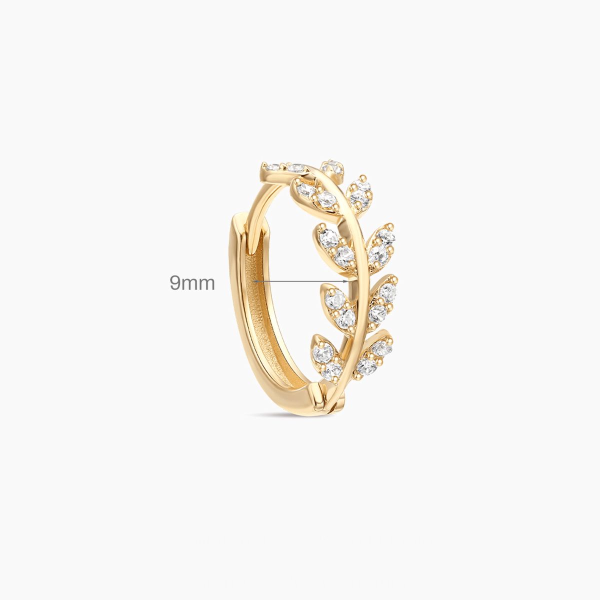 14K Solid Yellow Gold · Leaf Vine Clicker Hoop