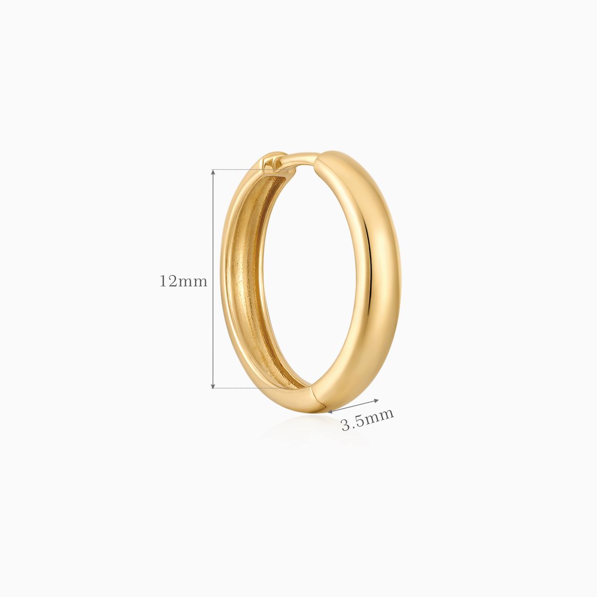 Klassische, elegante 12-mm-Huggie-Creolen aus 14-karätigem Gelbgold
