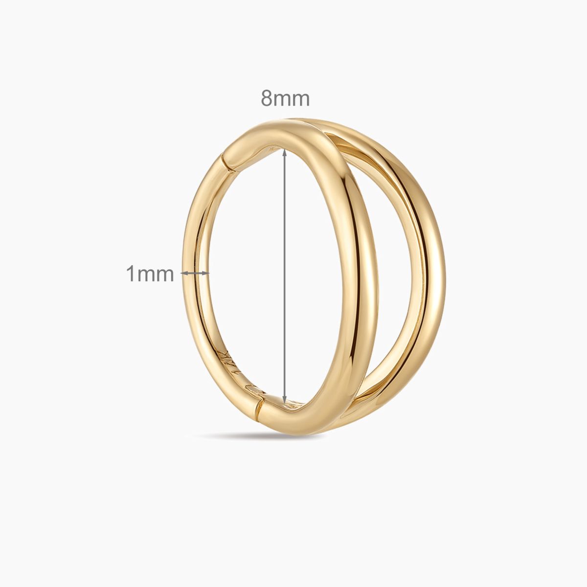 14K Solid Yellow Gold · Double Hoop Clicker