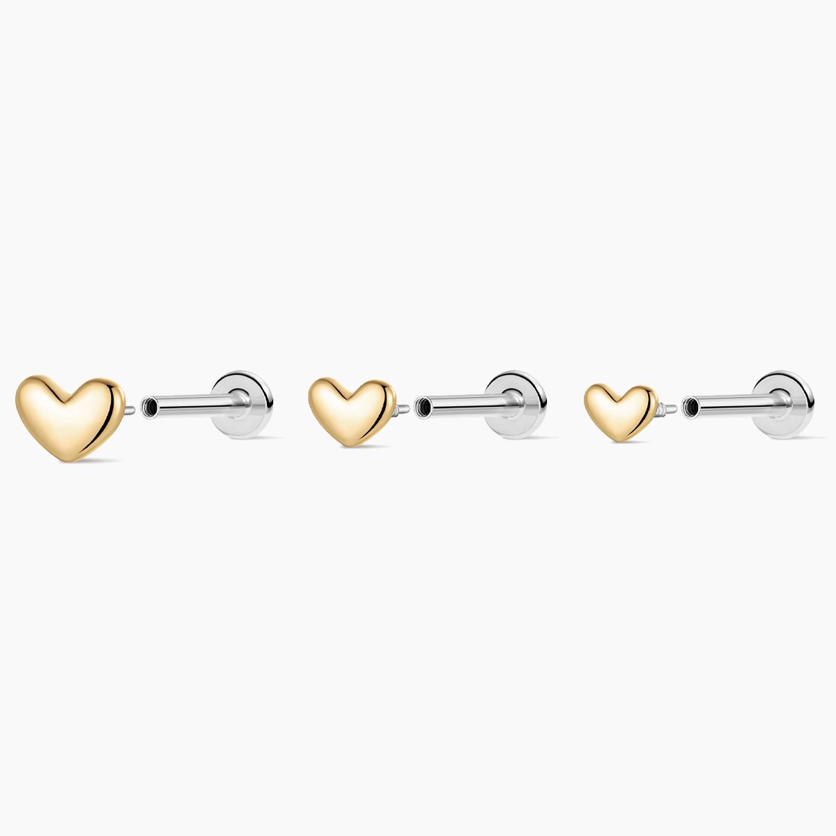 14K Solid Yellow Gold · Mini Heart Flat-Back Stud