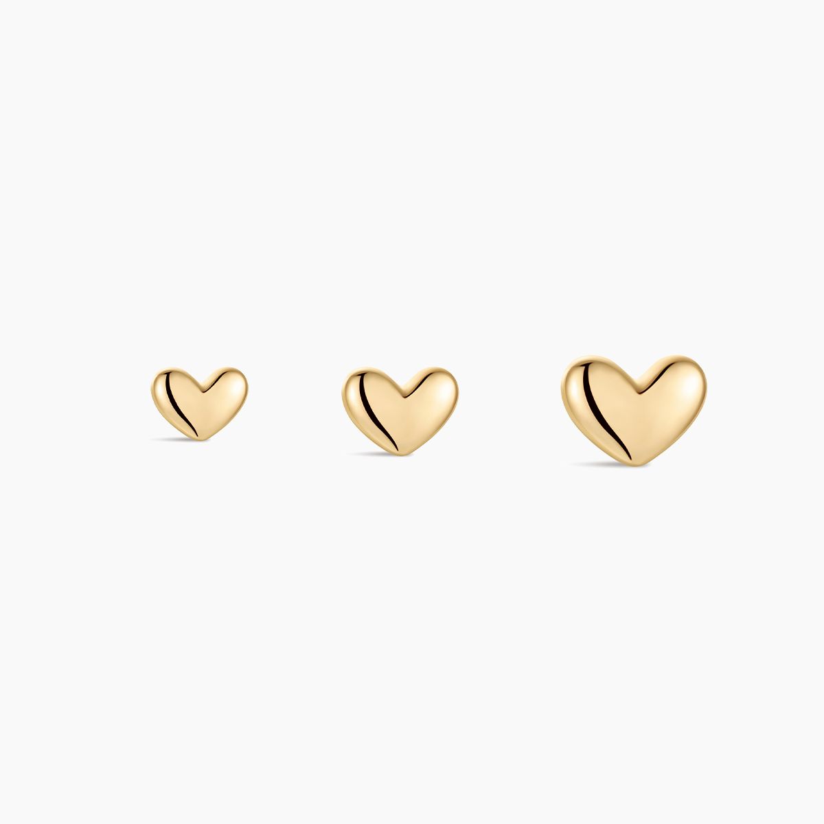 14K Solid Yellow Gold · Mini Heart Flat-Back Stud