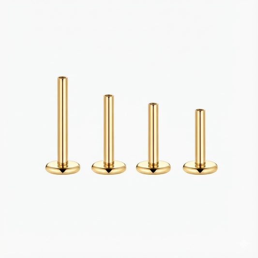 14K Solid Yellow Gold Post Internally Threaded Flat Back