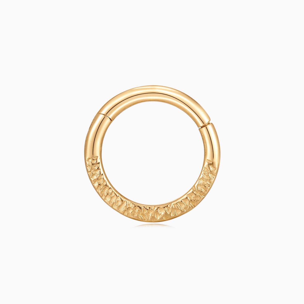 Mini aro texturizado de oro amarillo macizo de 14 quilates y 8 mm