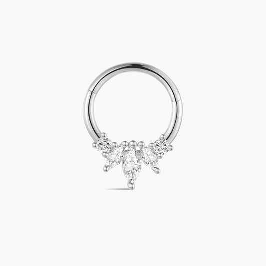 14K White Gold Marquise Cluster Clicker
