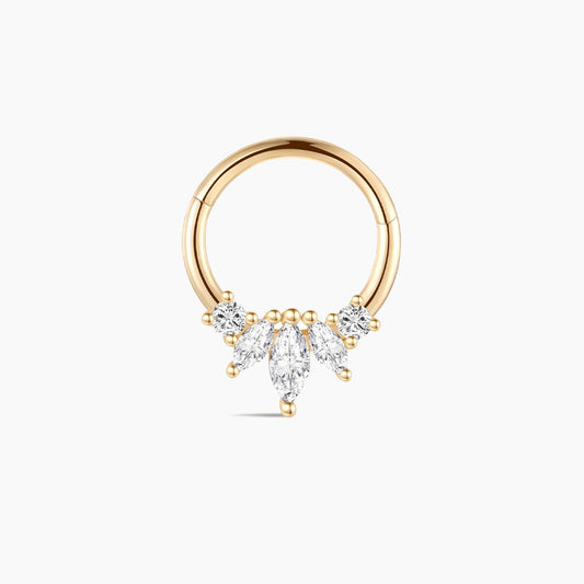14K Yellow Gold Marquise Cluster Clicker