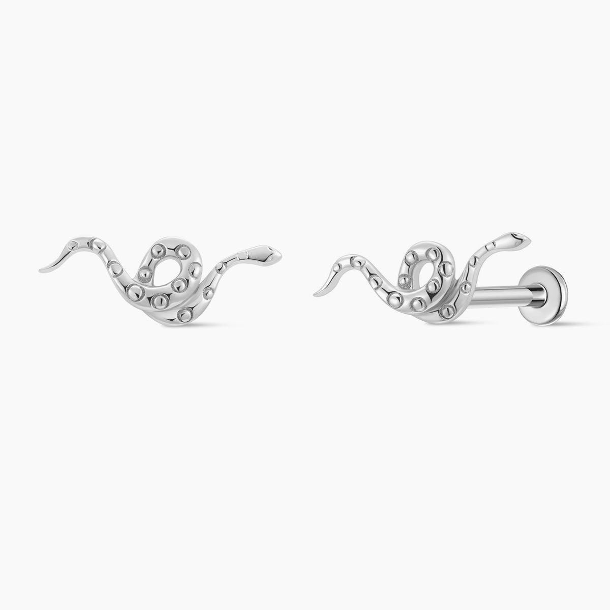 14K White Gold Serpent Flat-Back Stud