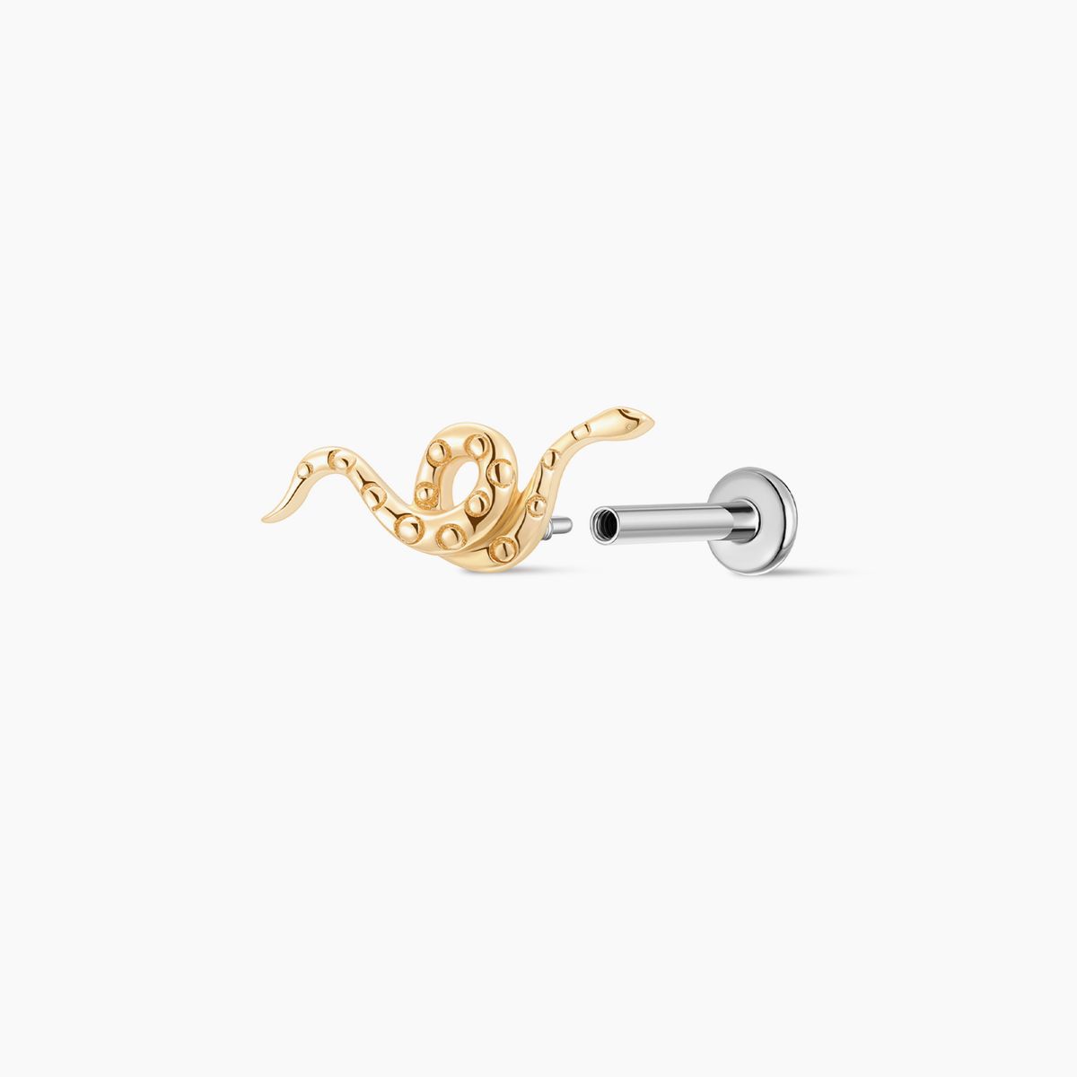 14K Yellow Gold Serpent Flat-Back Stud