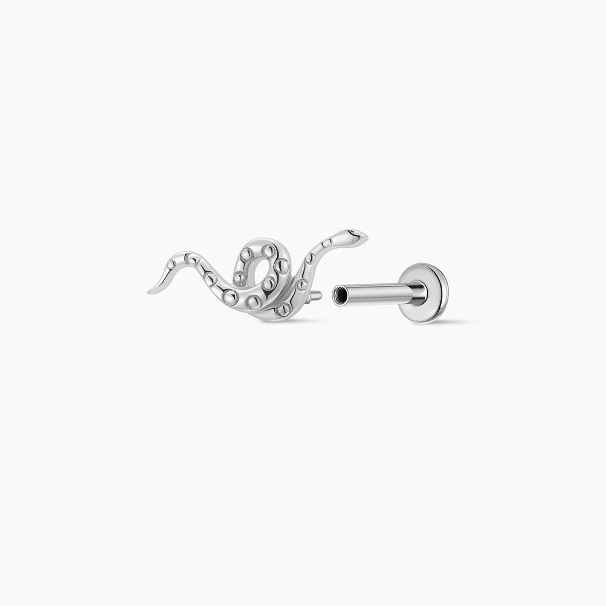 14K White Gold Serpent Flat-Back Stud