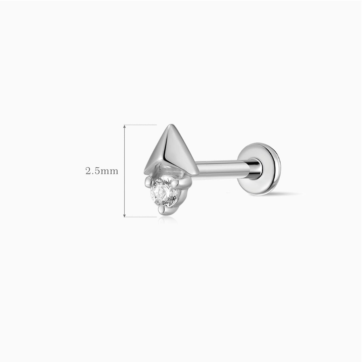 14K Solid White Gold Arrow Geometric Piercing Stud