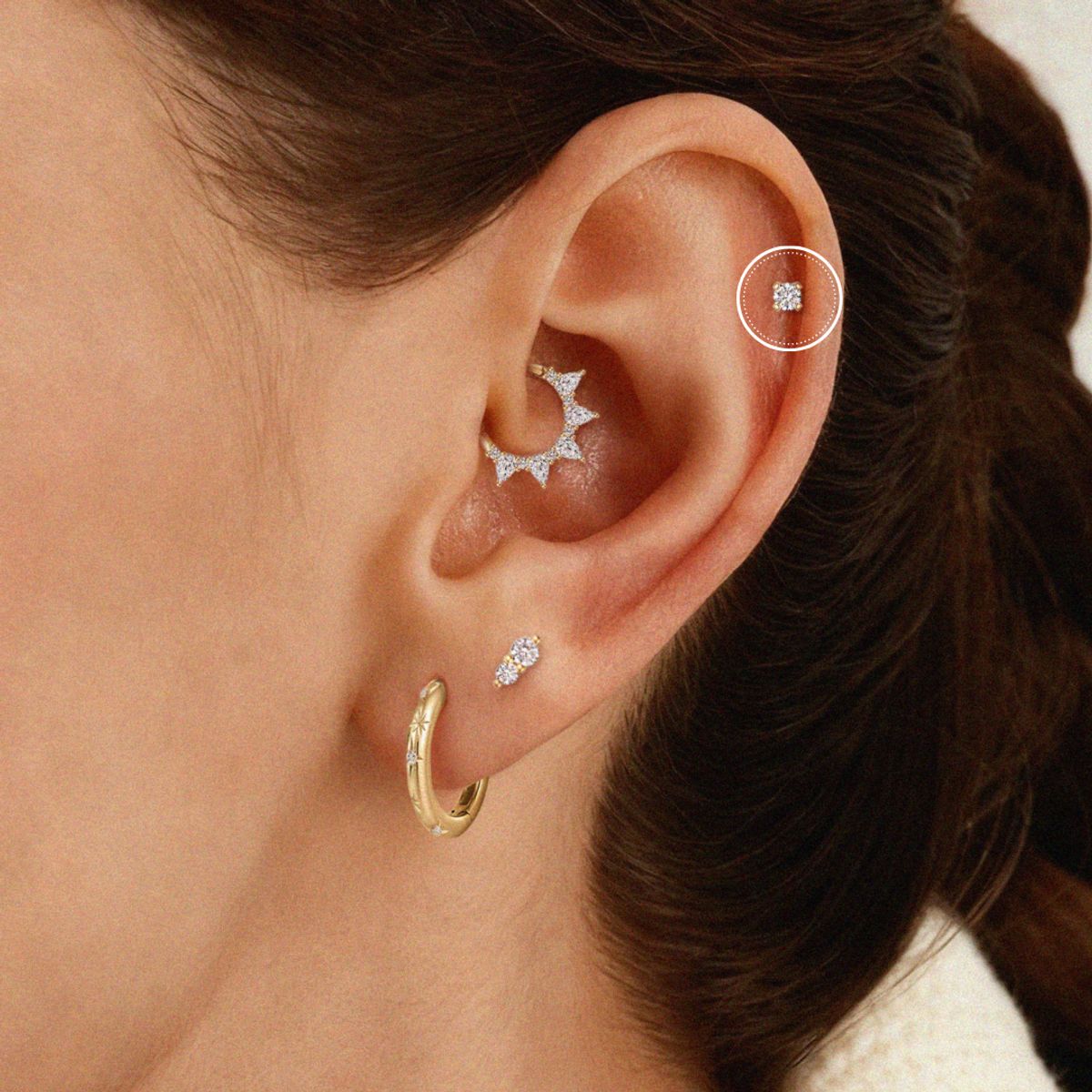 14K Solid Yellow Gold  Classic 4-Prong Setting - Titanium Post Flatback Stud