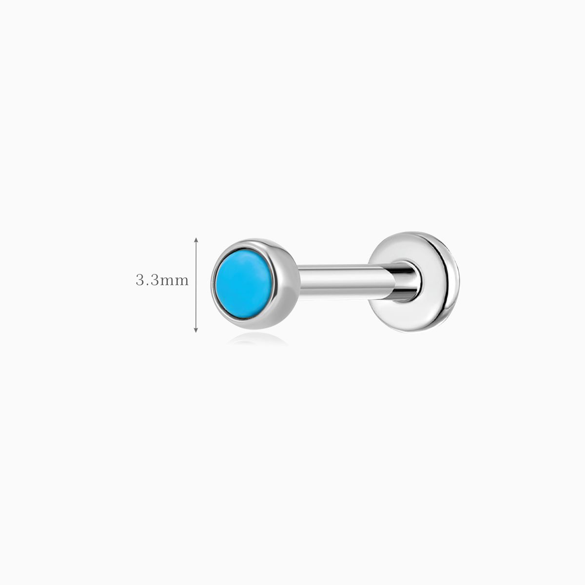 14K Solid White Gold Turquoise Flat Back Stud & Titanium Post