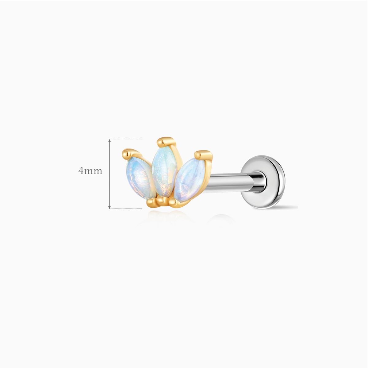 14K Solid Yellow Gold Marquise Opal Cluster Stud
