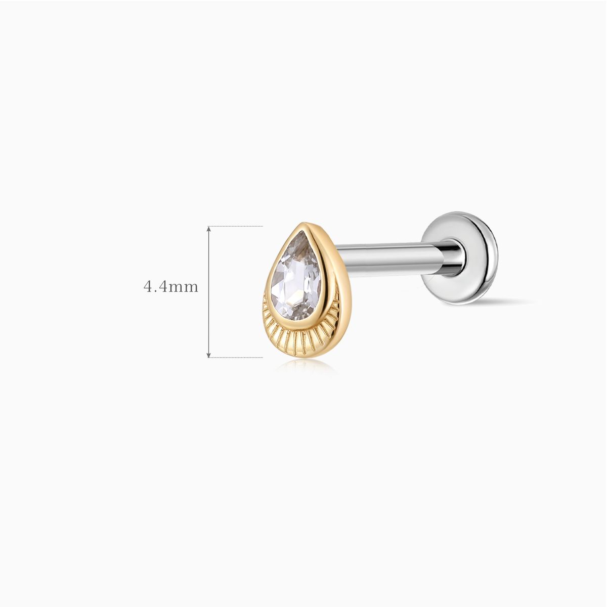 14K Yellow Gold Pear-Cut Teardrop Piercing Flat Back Stud