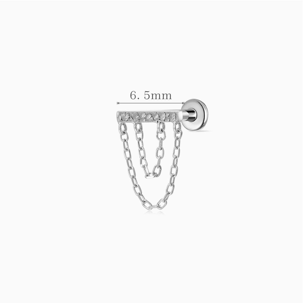 14K Solid White Gold Double Chain Drape Flat Back Piercing